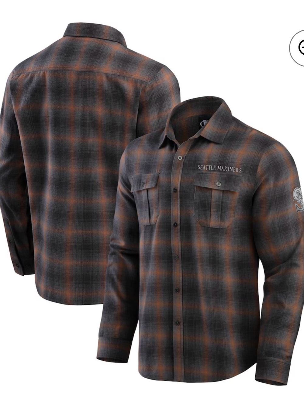 Darius Rucker by Fanatics Seattle Mariners Flannel Button-Up Shirt Size Large